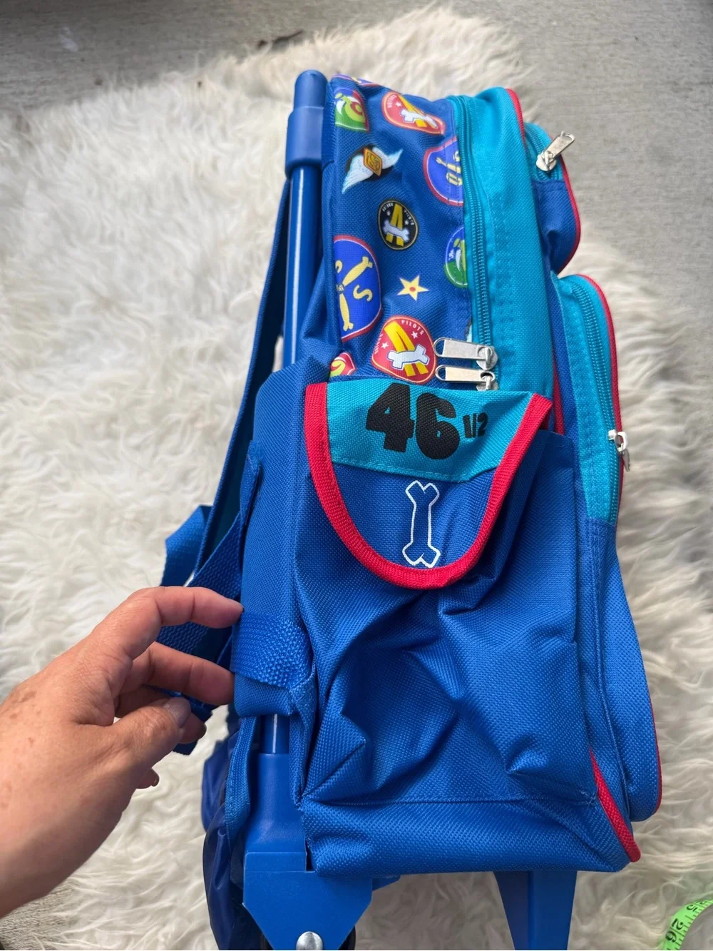 Kids Blue Trolley Backpack  2YK with Plane Graphic